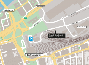 Karta som visar var ett körfält stängs på Kruthusgatan.
