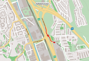 Karta som visar att man inte kan köra från Sankt Sigfridsgatan norrifrån och in på Mejerigatan.