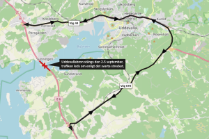 Karta över hur trafiken leds om när Uddevallabron stängs