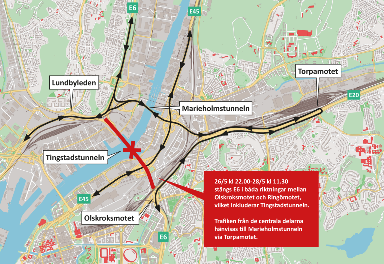 Stor Trafikpåverkan När E6 Stängs Under En Helg Trafik Göteborg Trafik Göteborg 