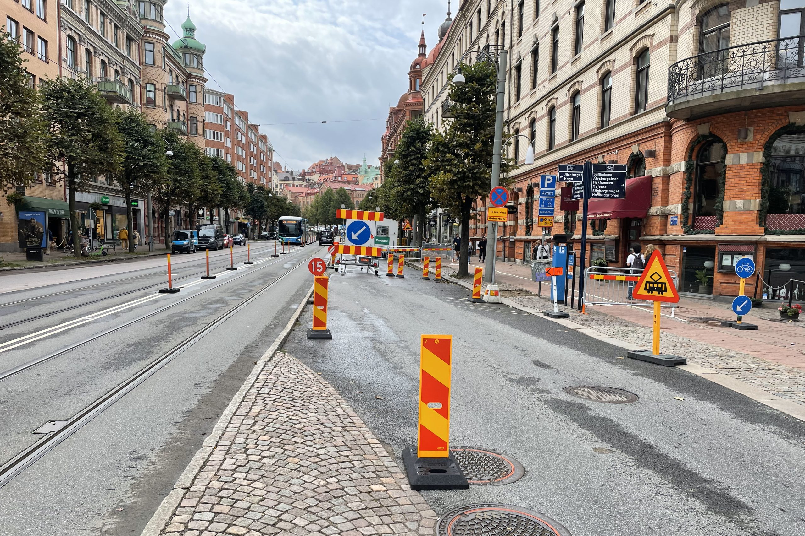 Arbeten längs Linnégatan leder om trafiken