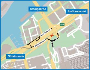 karta som visar trafikläget i Centralenområdet.