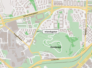 Karta som visar var Inlandsgatan ligger. 