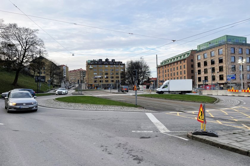 Den 5-16 december pågår ett arbete som påverkar trafiken vid rondellen på Första Långgatan-Stigbergsliden.