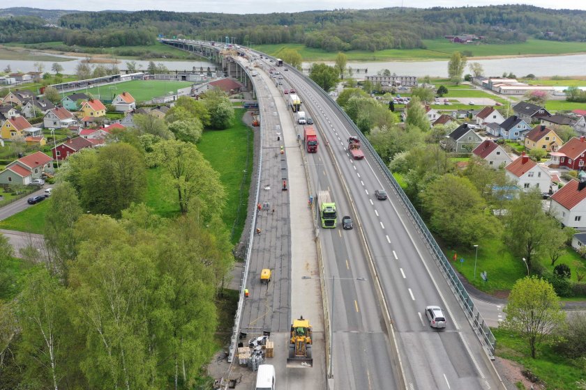 Nordreälvbron sedd i riktning mot Göteborg.