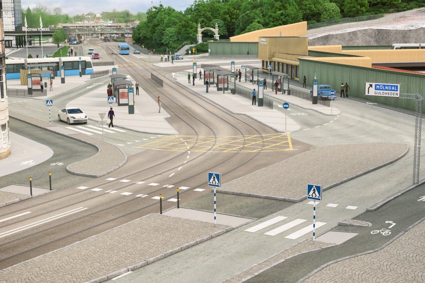 Korsvägen från Södra Vägen (cityhållet) 2020-2024. Bild: Trafikverket